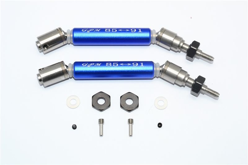 GPM Edelstahl Achse mit Alu-Antriebswelle und Hex vorn blau für Traxxas Slash 4x4