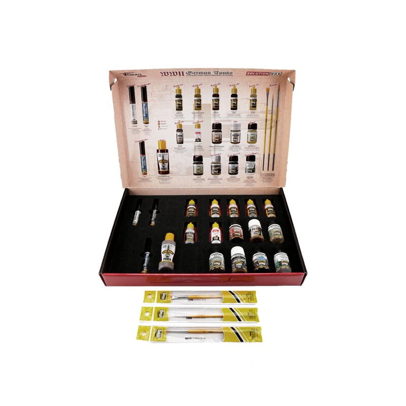Torro × AMMO by Mig Solution Box WWII German Tanks mit Farben und Effekten