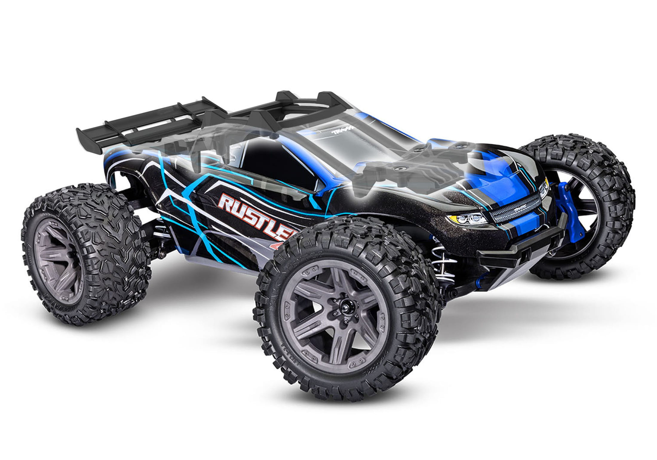 traxxas rustler blau rtr brushless