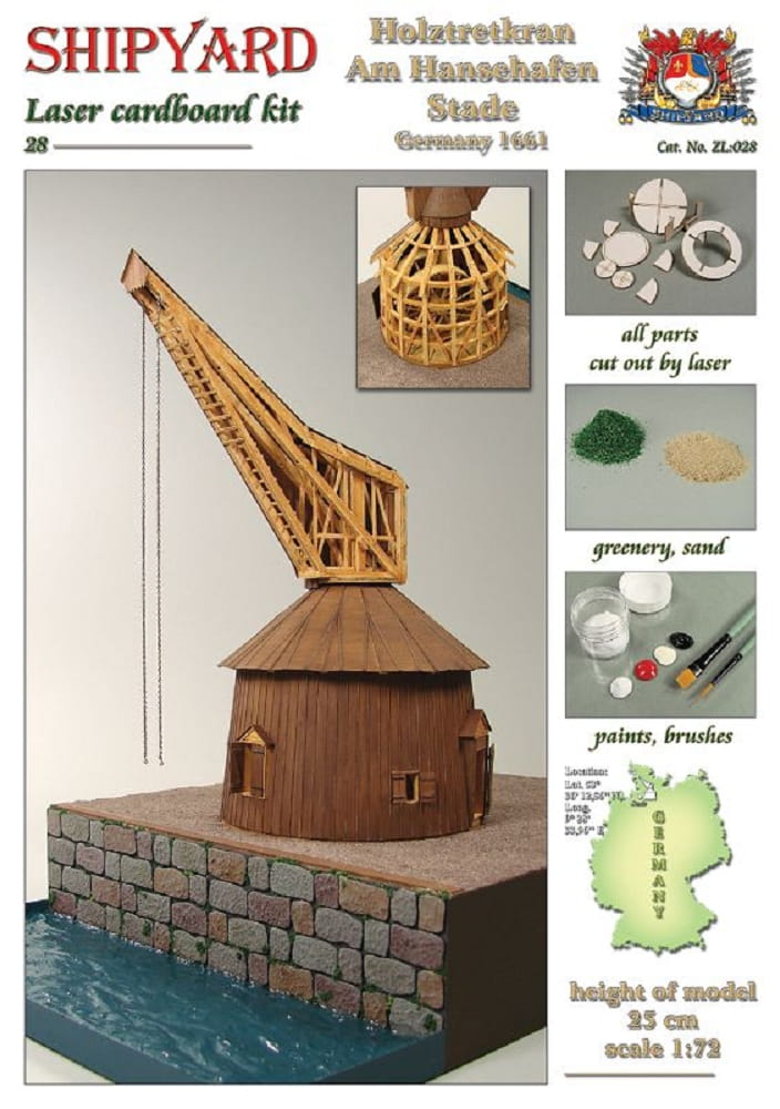Shipyard Holztretkran Am Hansehafen Stade Germany 1661 Laser Cut 1:72 Kartonbausatz