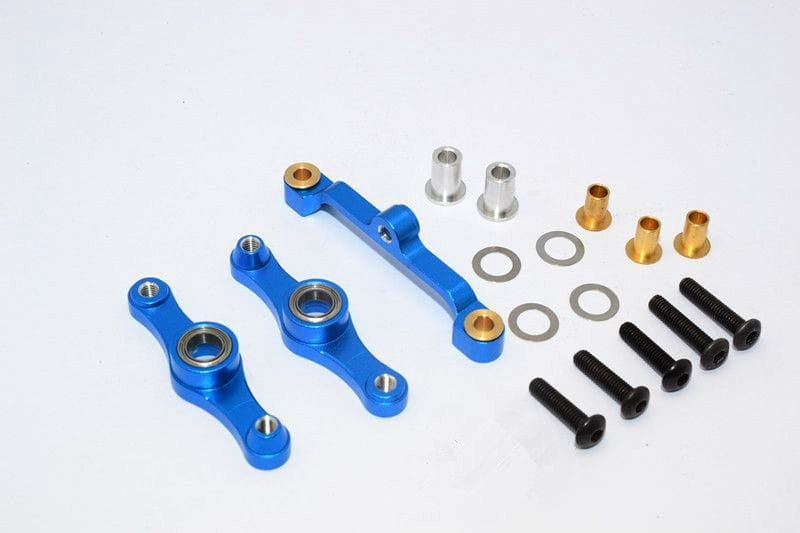 GPM Alu Lenkungs-Set mit Kugellager blau fuer Tamiya TT01 - RC-Zubehoer
