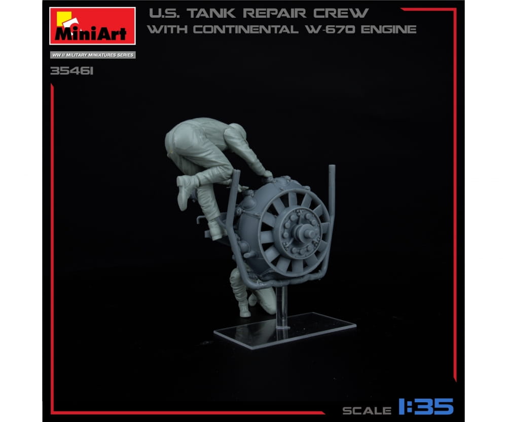 MiniArt 1_35 US Panzer Rep_ Crew m. W670 Motor Plastik Modellbausatz - RC-Zubehoer