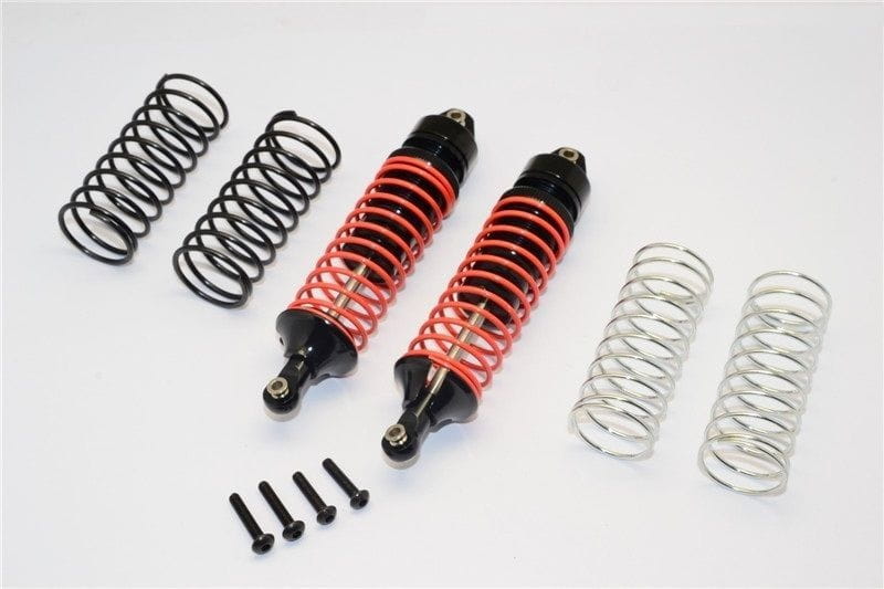 GPM Alu-Daempfer hinten schwarz _1_3_1_5_1.7mm Feder_ fuer Traxxas Rally_ Bandit_ Slash_ Stampede 4x4 