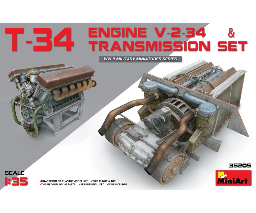 Plastikmodellbau von Miniart 1-35 t 34 motor v 2 34 m getriebeb