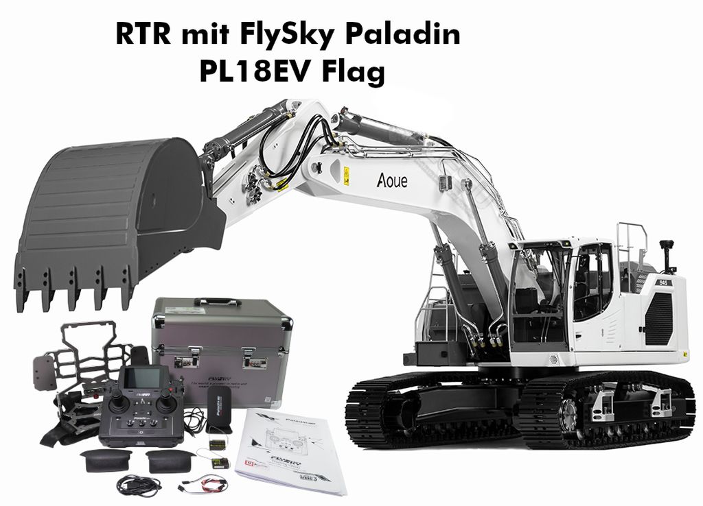Lesu 1_14 Kettenbagger L945R RTR weiss fahrfertig mit Paladin PL18 - RC-Zubehoer
