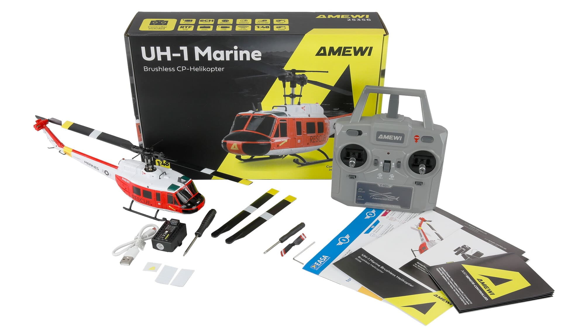 Amewi UH-1 Marine Brushless Helikopter