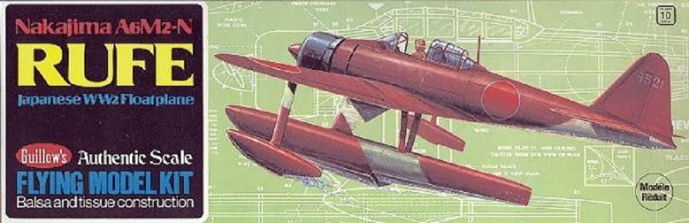 Guillow's Freiflugmodell Nakajima A6m2-N Rufe Wurfgleiter Balsabausatz