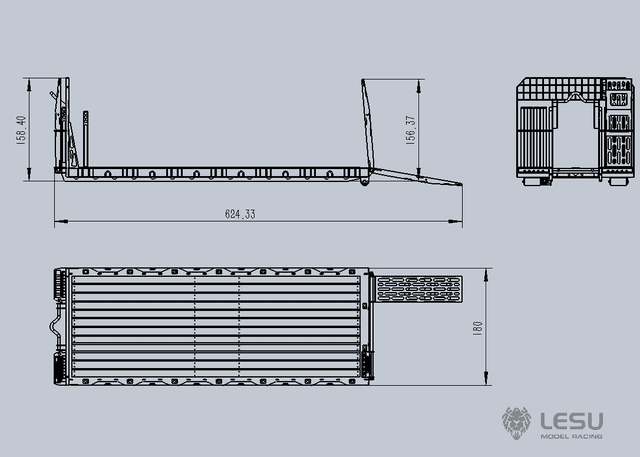 Lesu 1_14 Abroll-Flachbett-Aufbau mit Rampen und Rungen V2A - RC-Zubehoer