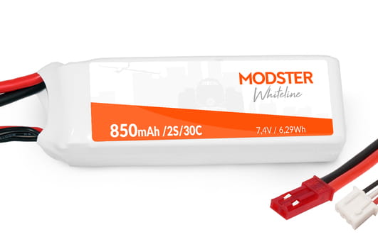 Modster Lipo Akku 2S 7_4V 850 mAh 30C _JST_ WhiteLine - RC-Zubehoer