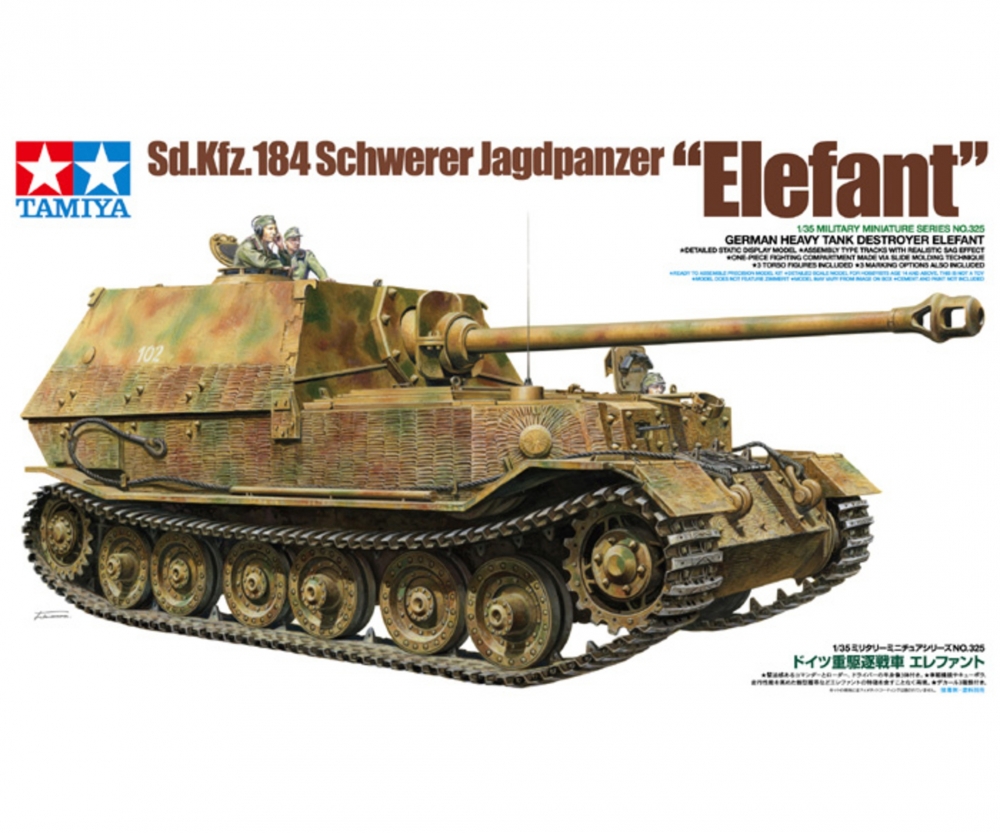 Tamiya WWII Deutscher schwerer Kampfpanzer Elefant 1:35 Plastik Modellbau Militär Bausatz