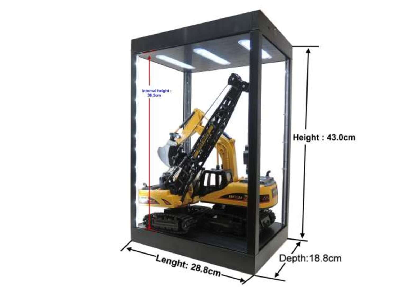 Triple9 LED-Vitrine Schwarz 1_6 mit Beleuchtung fuer Modelle_
