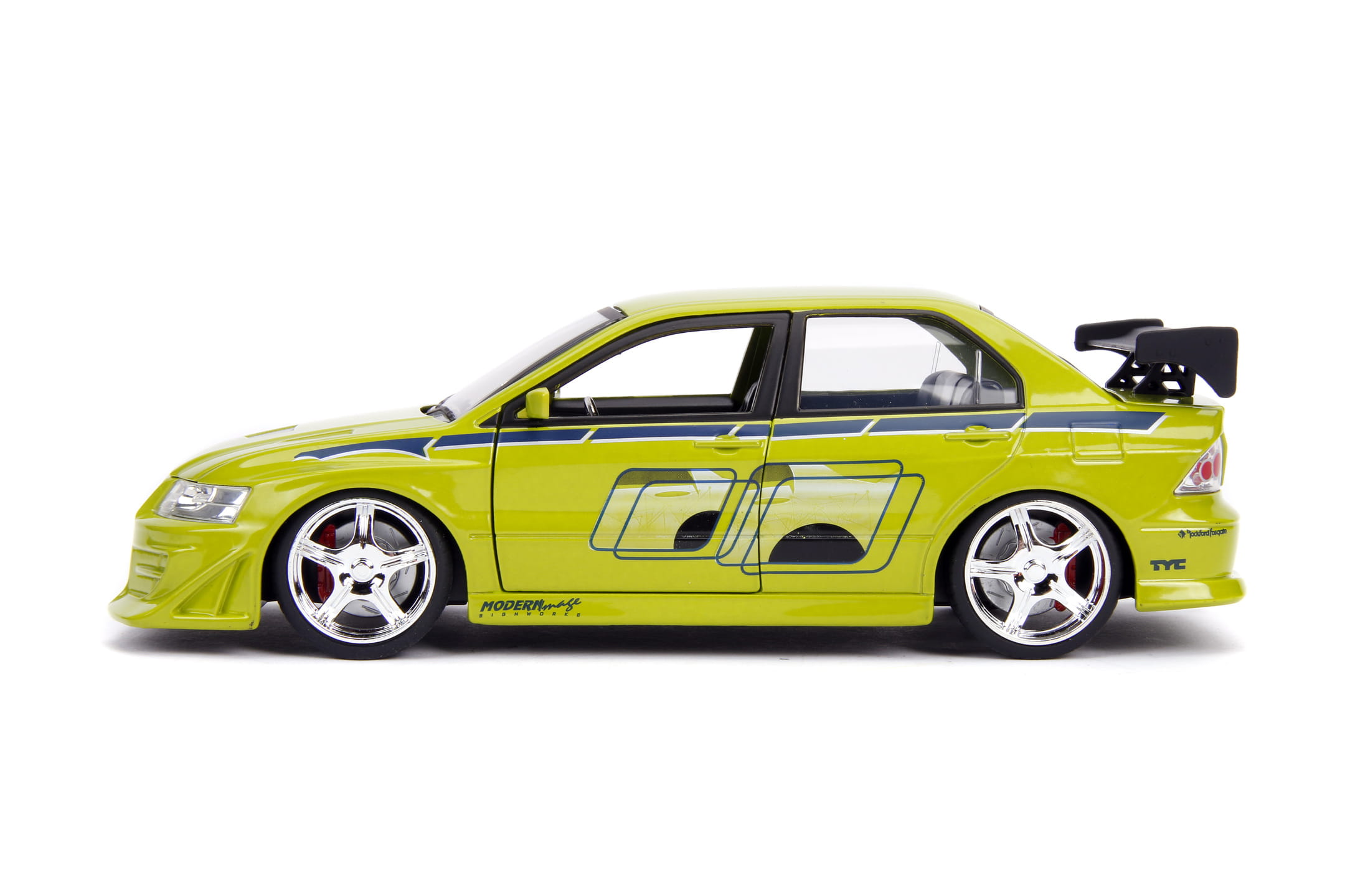 Jada Toys Fast _ Furious 2002 Mitsubishi Lancer Modellauto 1_24 gruen-gelb_
