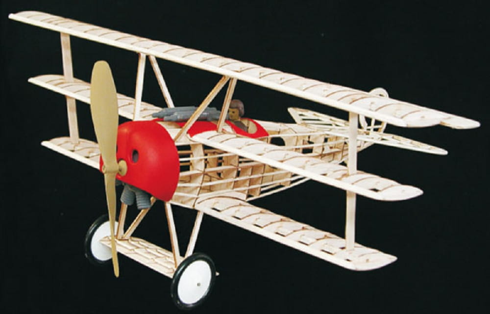 Guillow's Standmodell Fokker Triplane Doppeldecker Balsabausatz
