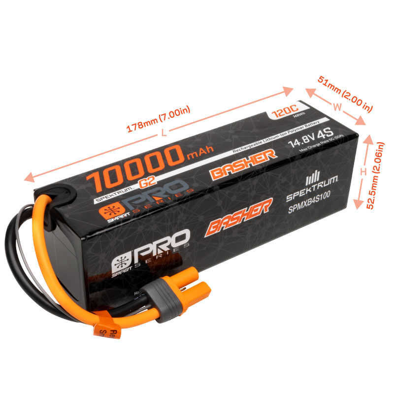 Spektrum Lipo Akku 14,8V 10000mAh 4S Smart Pro Basher 120C IC5