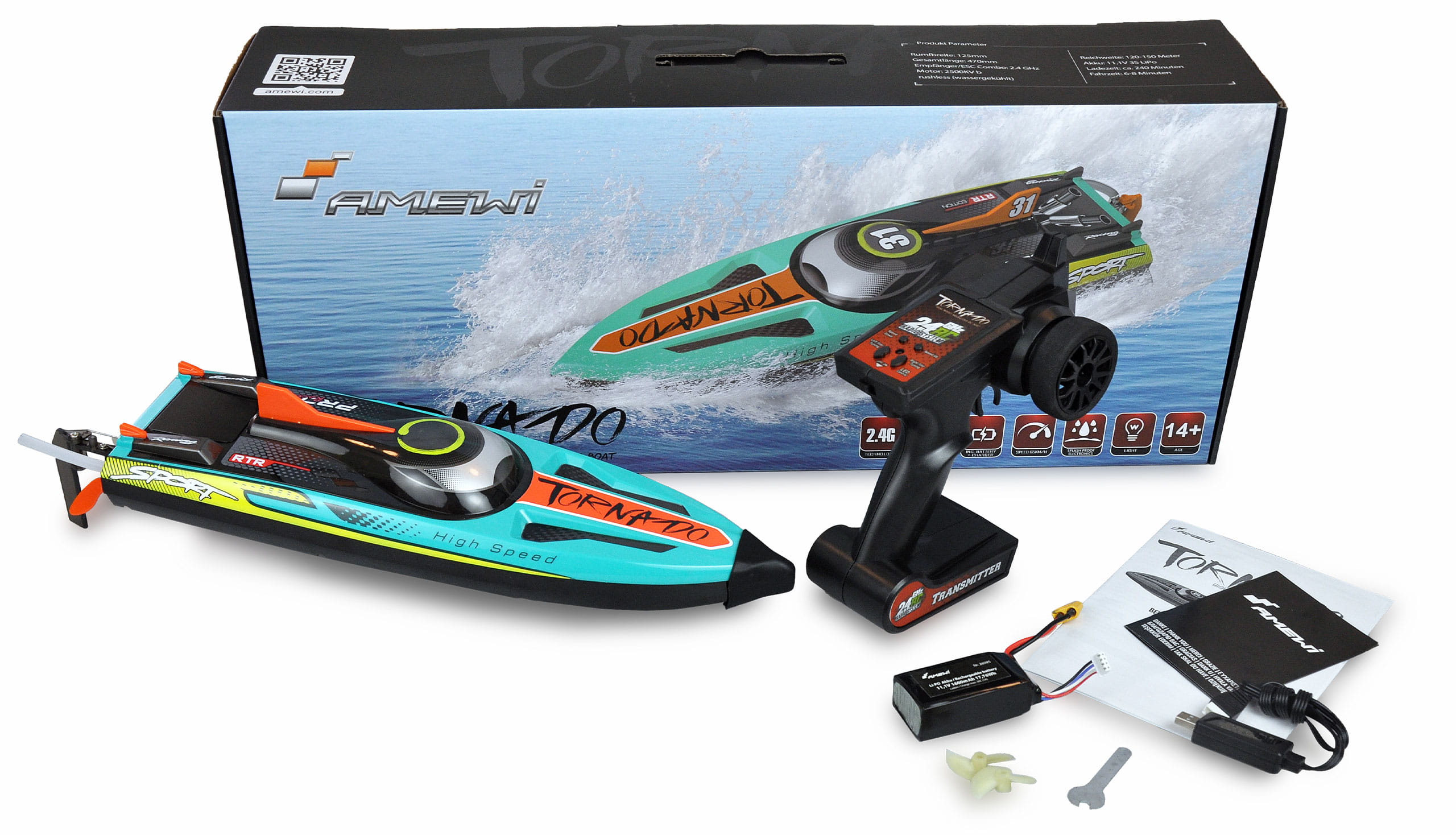 Amewi Tornado RC High Speed Boot brushless 450mm 2,4GHz RTR