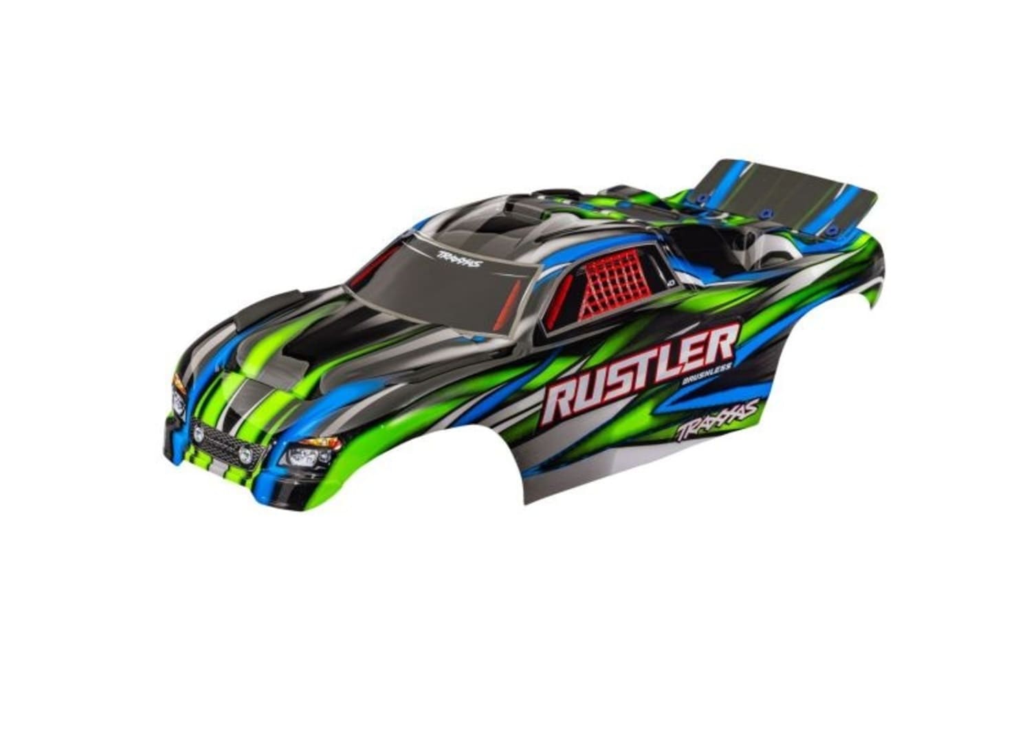 Traxxas Karosserie Rustler gruen clipless mit Aufkleber - RC-Zubehoer