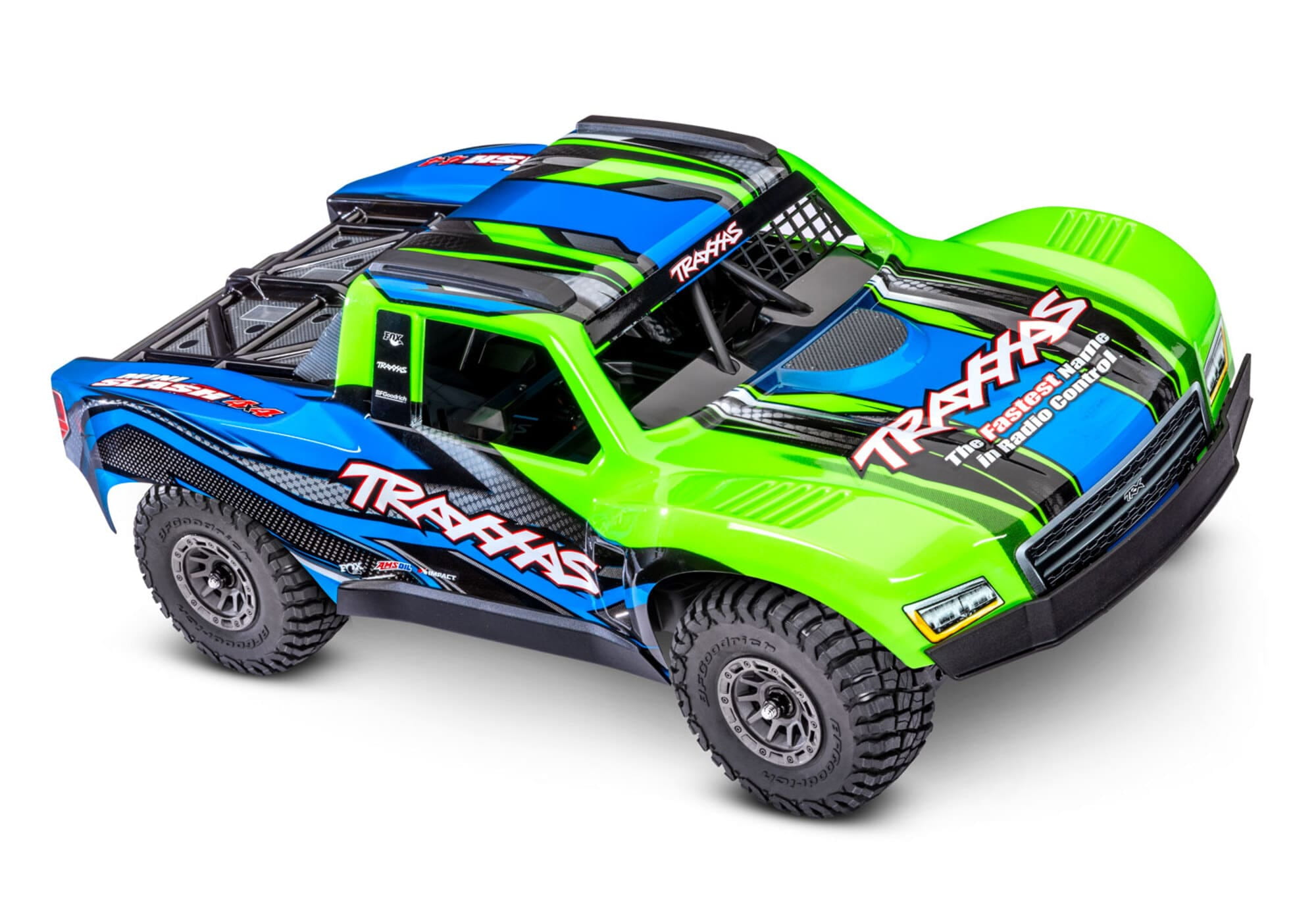Traxxas Mini-Slash BL-2S 4x4 Gruen Short Course RC Truck mit Akku und Ladegeraet