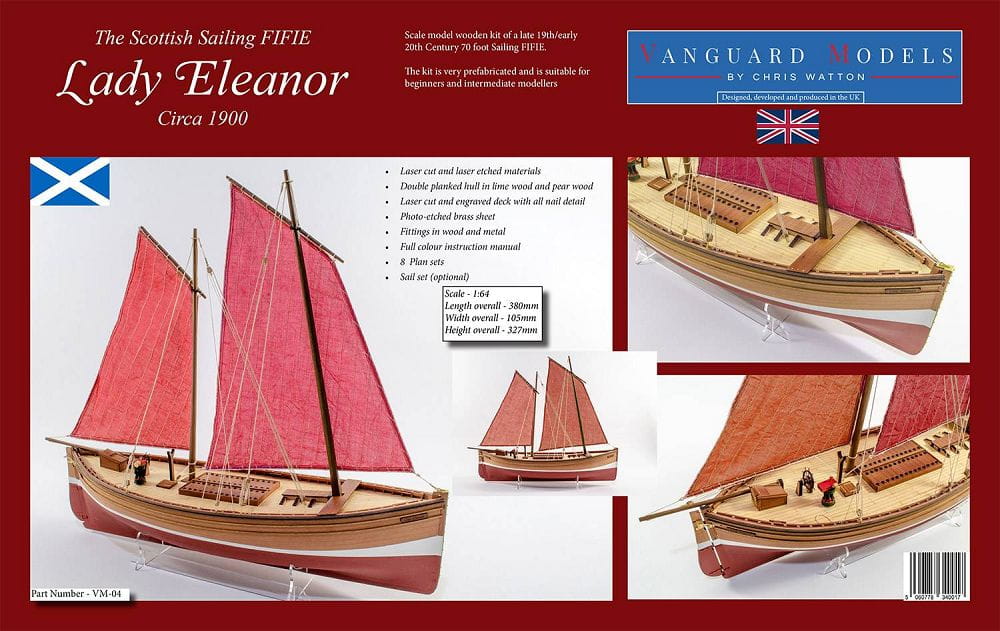 Fifie Lady Eleanor Fischerboot Bausatz 1:64 - Detailliertes Modell aus Holz