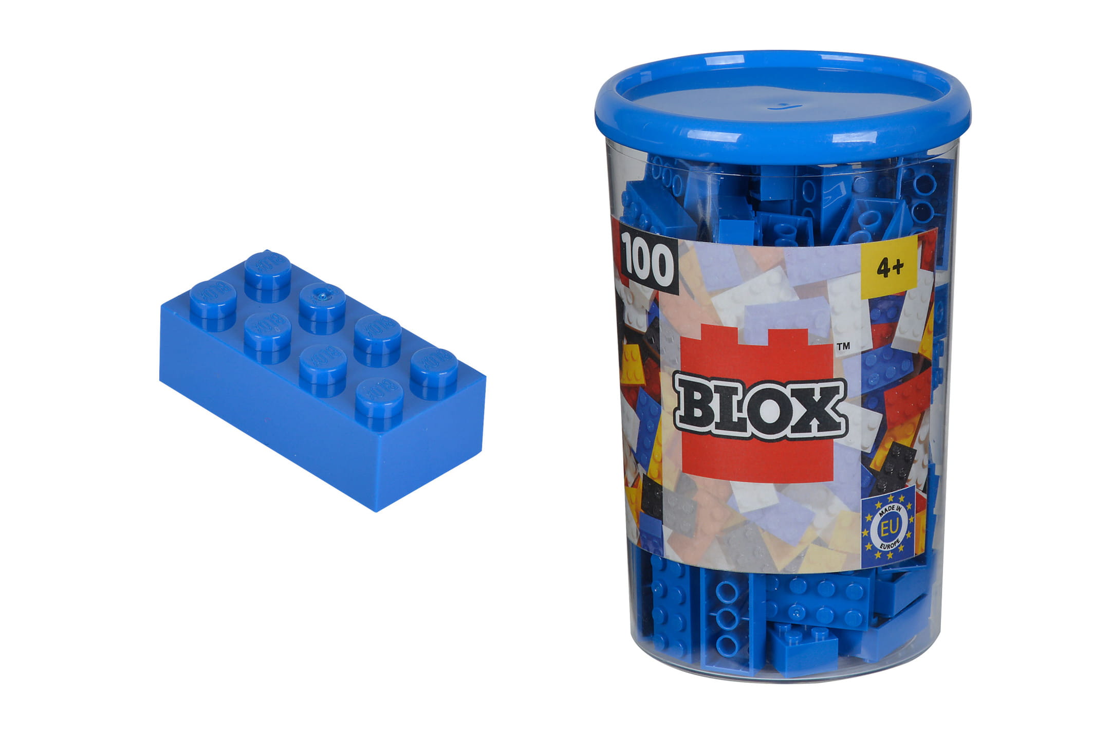 Simba Toys Bausteine Blox 100 blaue 8er Steine in Dose