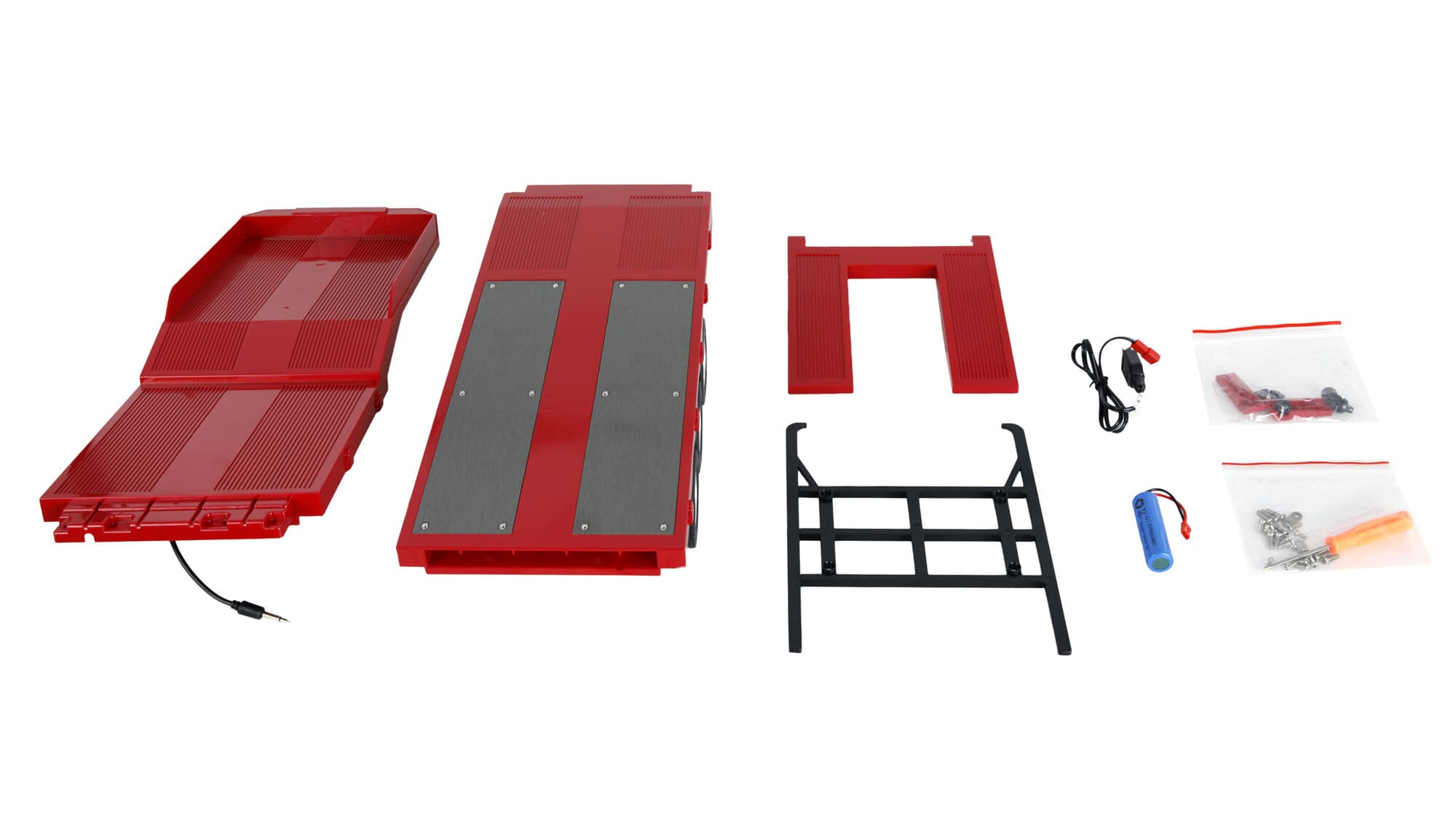 Amewi RC Tieflader-Sattelauflieger Dreiachser fuer Scania 1_18 rot - Art_-Nr. 22742