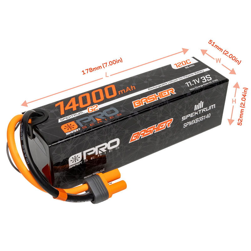 Spektrum Lipo Akku 11,1V 14000mAh 3S Smart Pro Basher 120C IC5