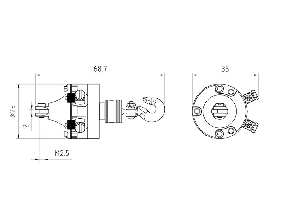 Lesu Schwenkantrieb hydraulisch mit Haken 270° fuer Ladekran - RC-Zubehoer