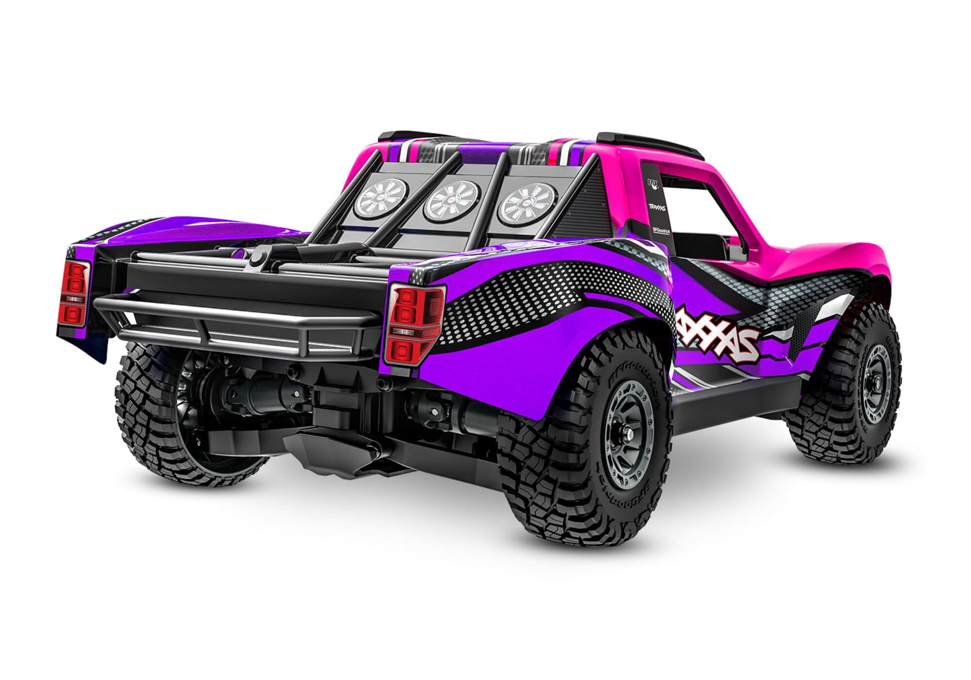Traxxas Mini-Slash BL-2S 4x4 Pink Short Course RC Truck mit Akku und Ladegeraet