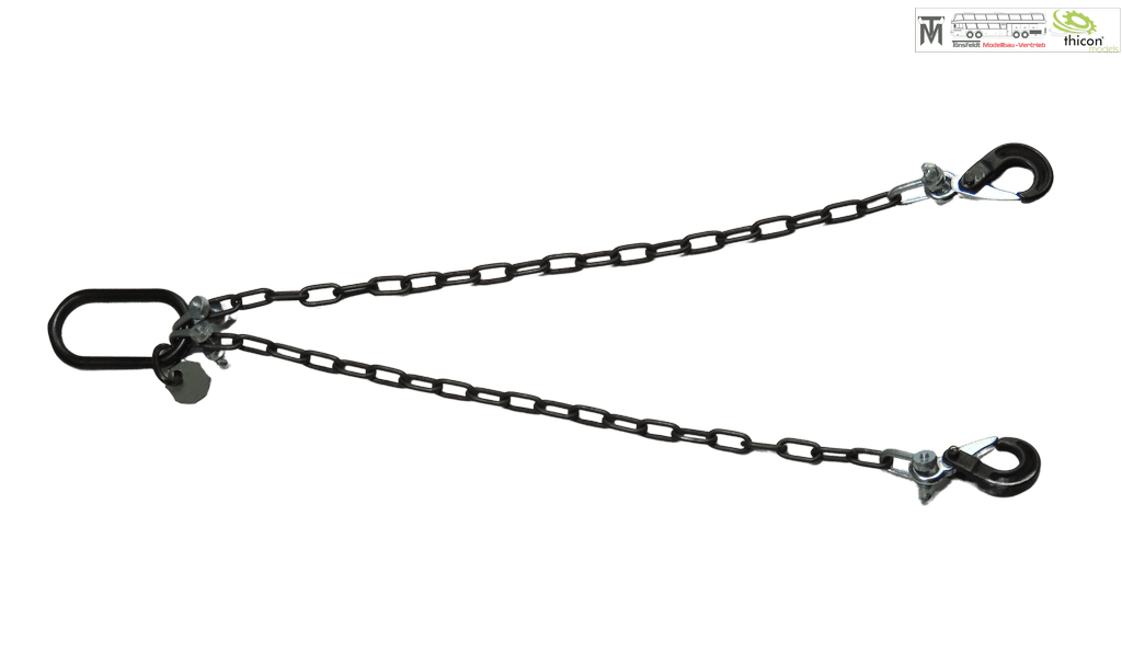Thicon 1_14 Anschlagkette 10cm mit 2x Haken schwarz und Plakette - RC-Zubehoer