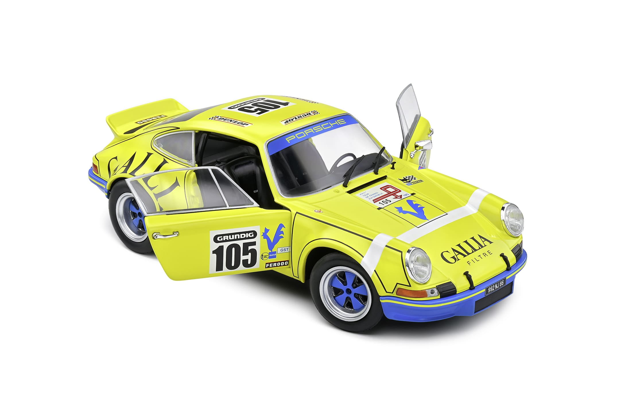 Solido 1_18 Porsche 911 RSR 1973 Tour de France Modellauto in Gelb