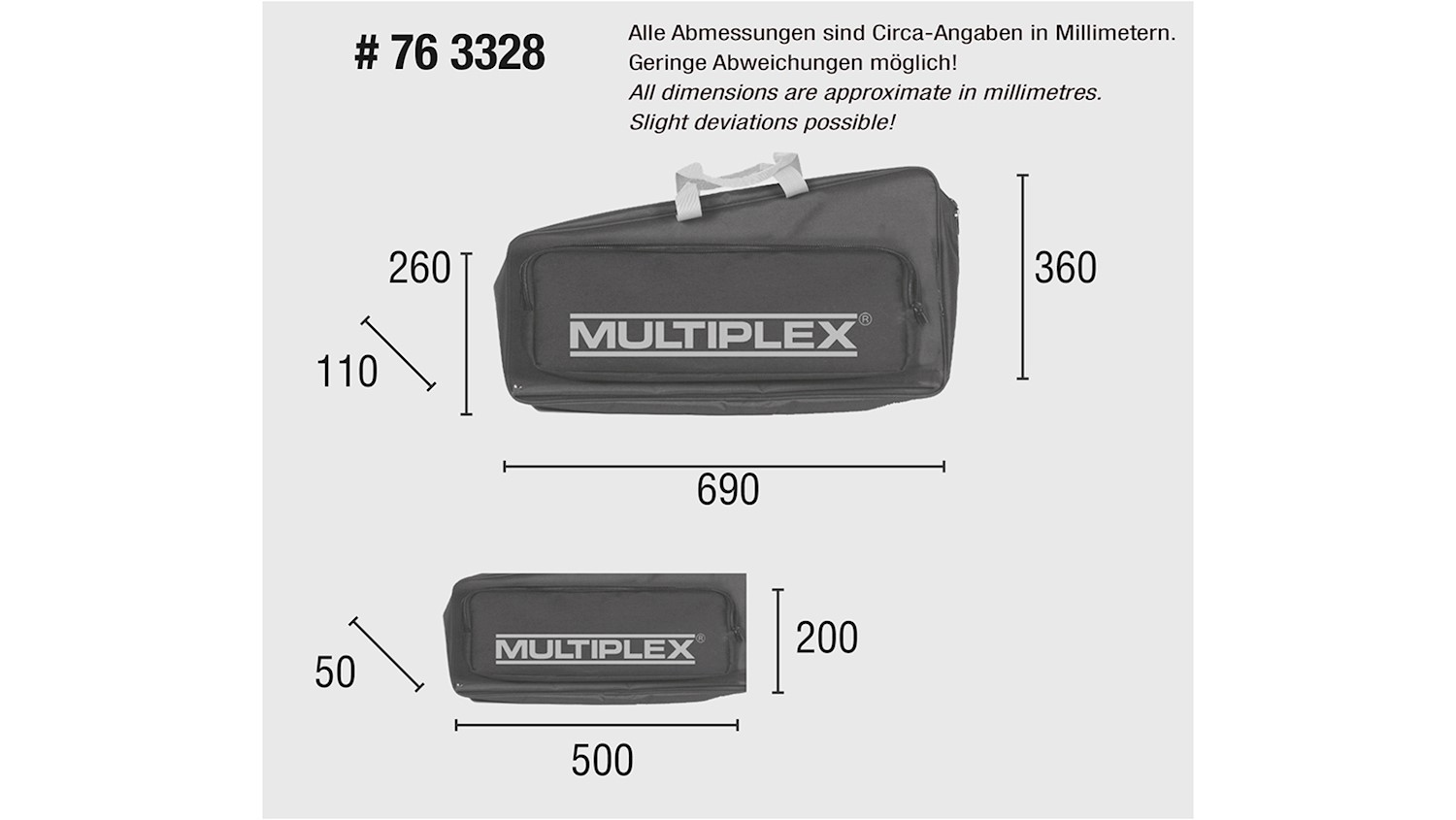 Multiplex Modelltasche ACRO (z.B.Flügel EXTRA 330 SC)