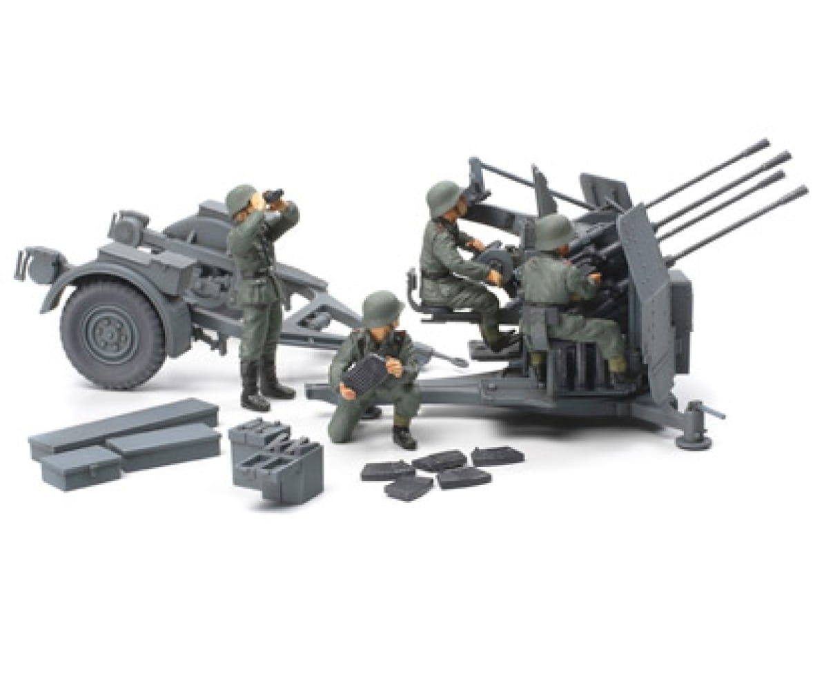 Tamiya WWII Deutsche 20mm Flakvierling 38 (4) 1:48 Plastik Modellbau Militär Bausatz