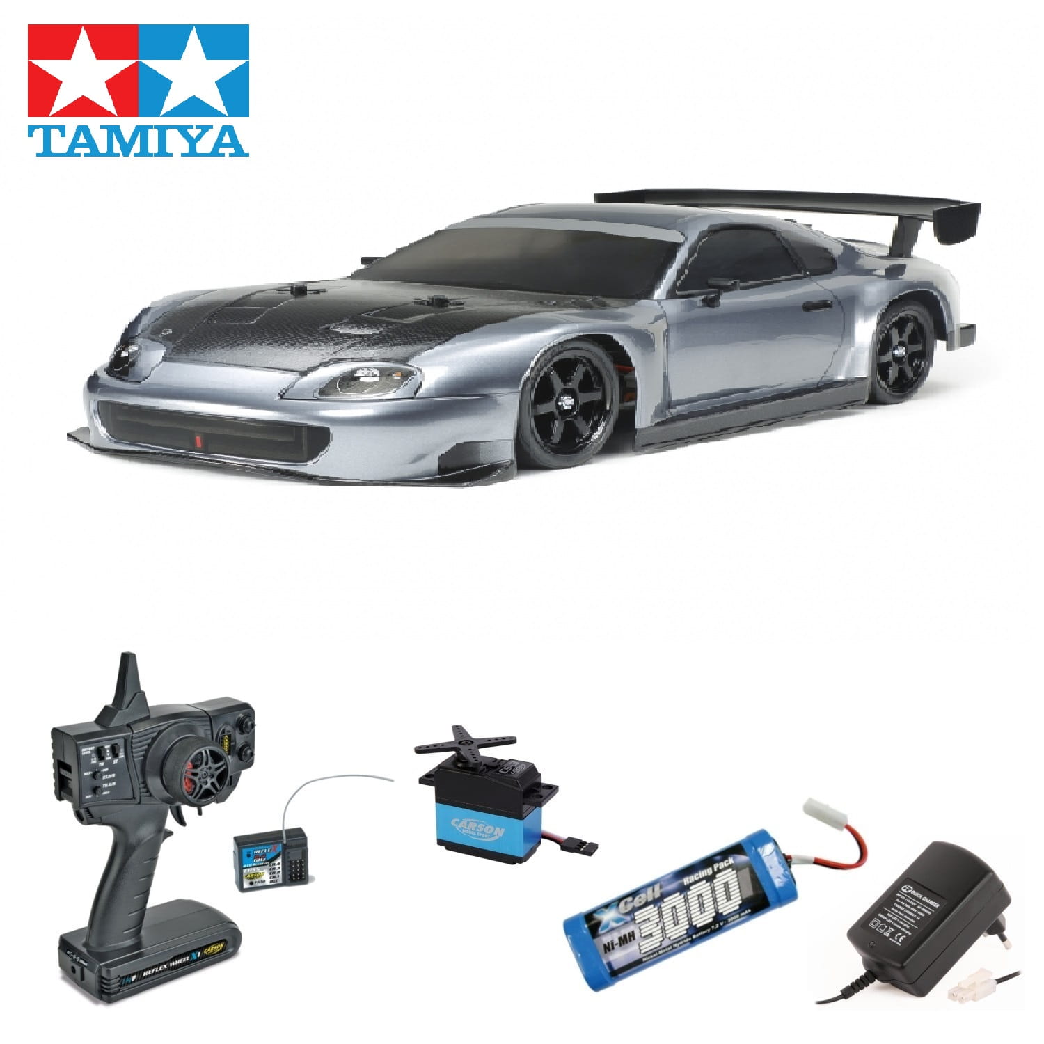 Tamiya 1:10 RC Toyota Supra Racing A80 TT-02 Bausatz Komplett Set