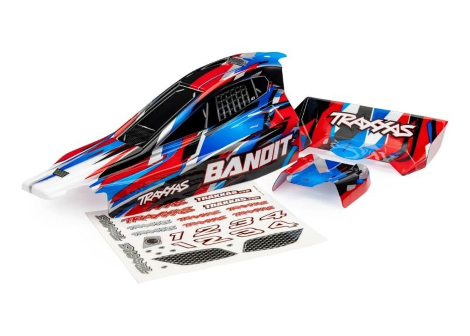 Karosserie Bandit Rot mit Aufkleber fuer RC Modell Traxxas Karosserie Bandit rot mit Aufkleber - RC-Zubehoer