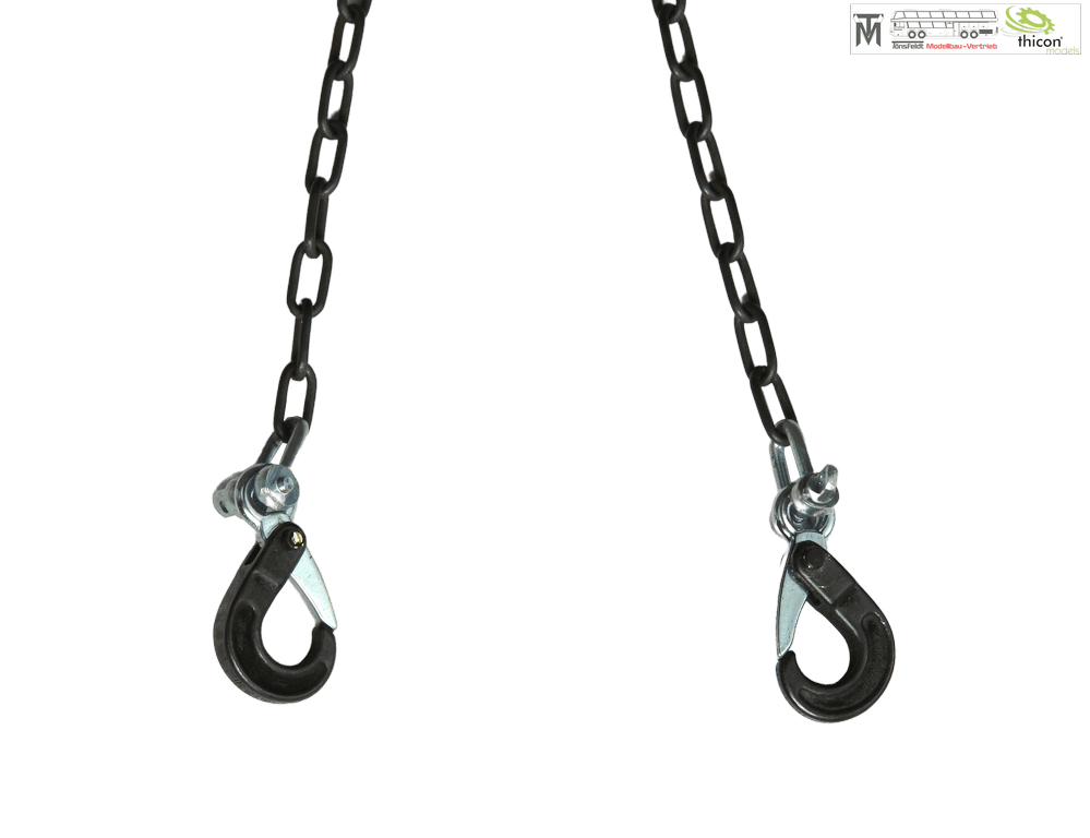 Thicon 1_14 Anschlagkette 10cm mit 2x Haken schwarz und Plakette - RC-Zubehoer