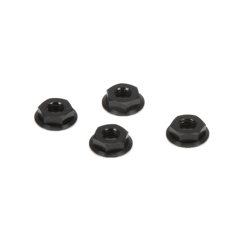 Losi M4 Aluminum Serrated Nuts_ Low Profile_ Black _4_ - RC-Zubehoer