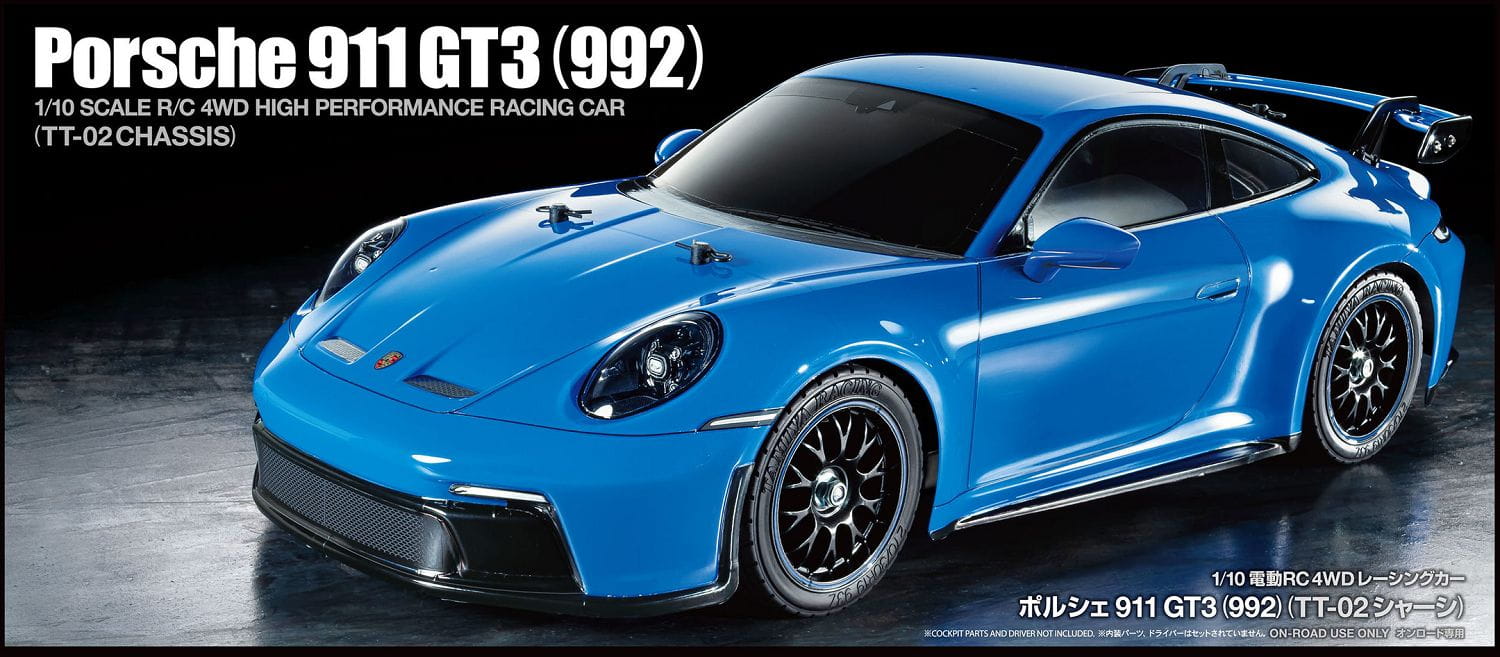 Tamiya RC Porsche 911 GT3 992 TT-02 4WD Bausatz 1:10 fertig Lackiert