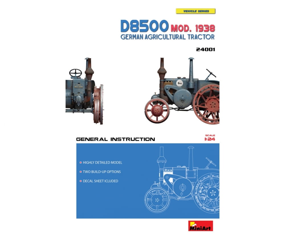 MiniArt 1:24 Dt. Ackerschlepper D8500 Mod. 1938 Plastik Modellbau