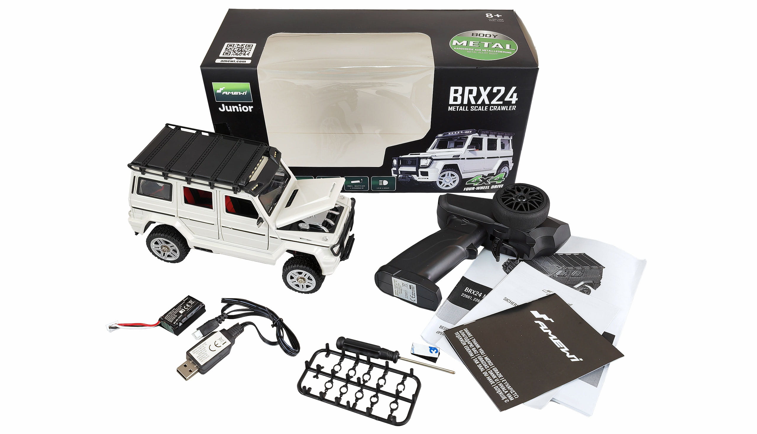Amewi Scale Crawler BRX24 Metall 4WD 1:24 RTR weiß