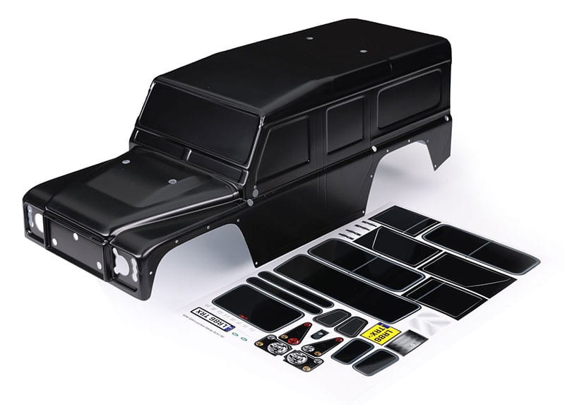 Traxxas Karosserie Land Rover Defender schwarz mit Aufkleber - RC-Zubehoer