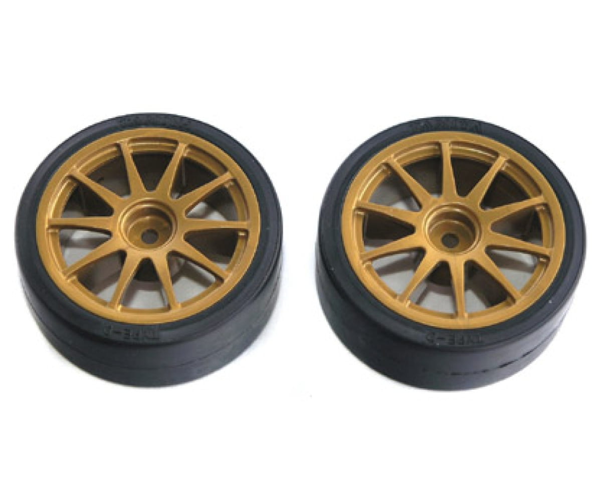 Tamiya Driftreifen Typ D m. Felgen gold 26mm(2)
