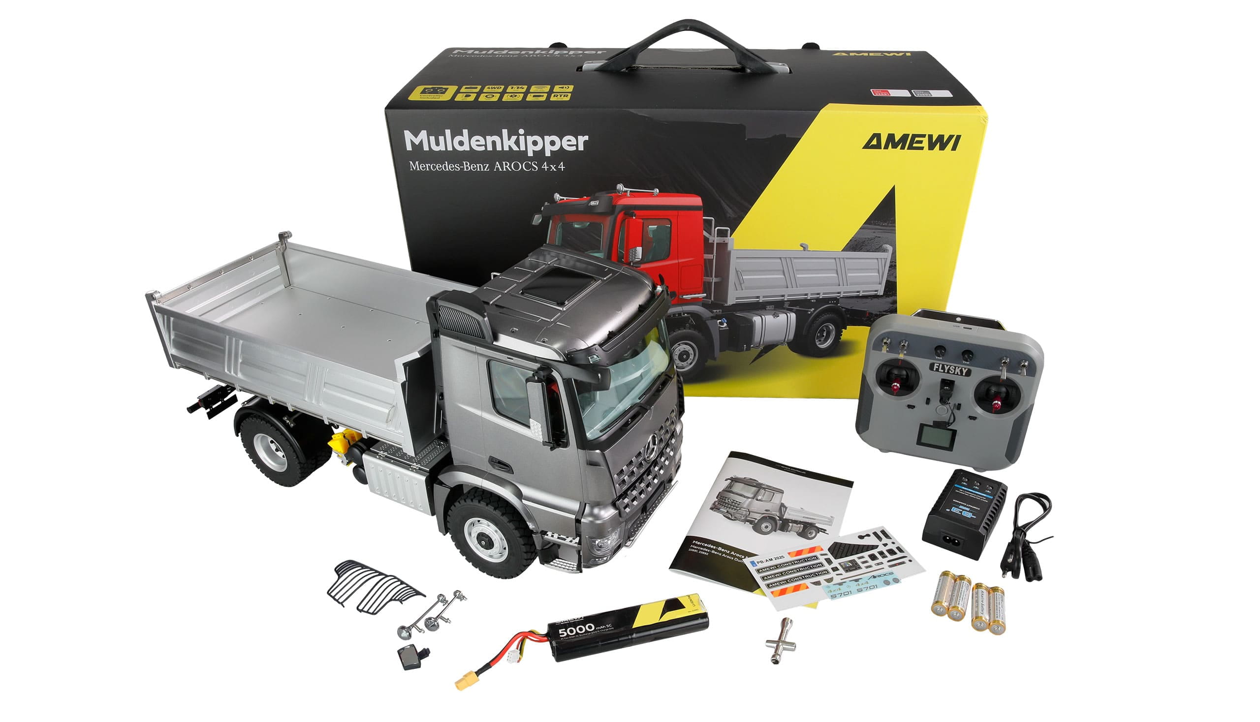 Mercedes-Benz Arocs 4x4 Muldenkipper 1_14 RTR in Anthrazit