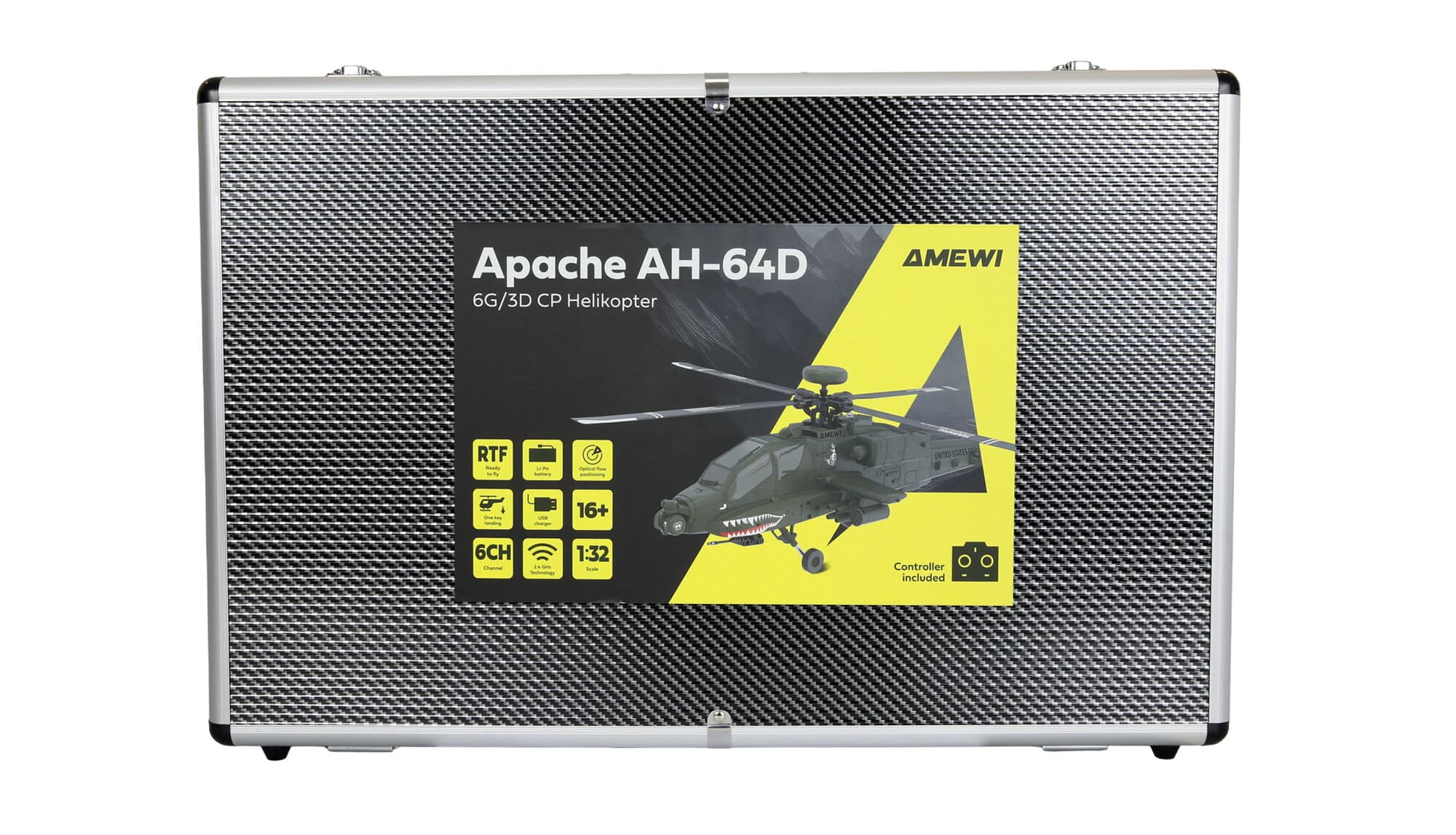 Amewi Apache AH-64D 6G_3D RTF Helikopter mit Transportkoffer