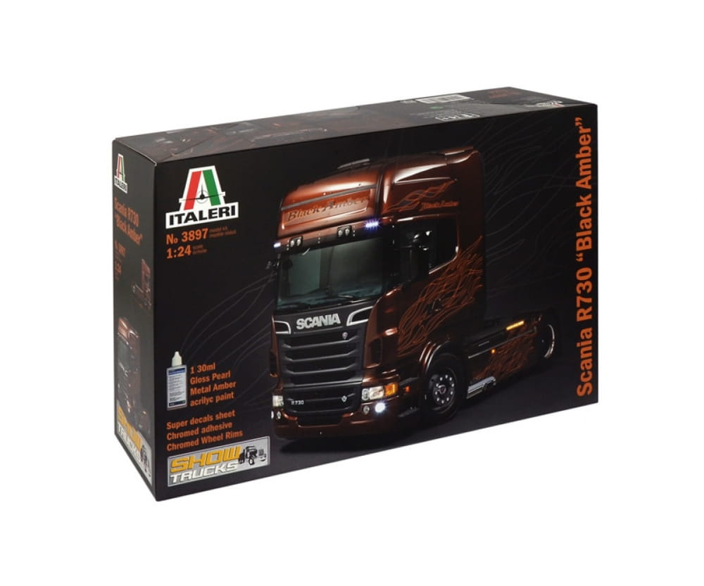 Italeri 1:24 Scania R730 V8 Black Amber Truck Plastik Modellbau Bausatz