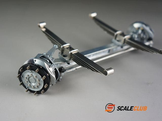 ScaleClub 1:14 Vorderachse V2A mit Federn, Nabe und Scheibenbremse