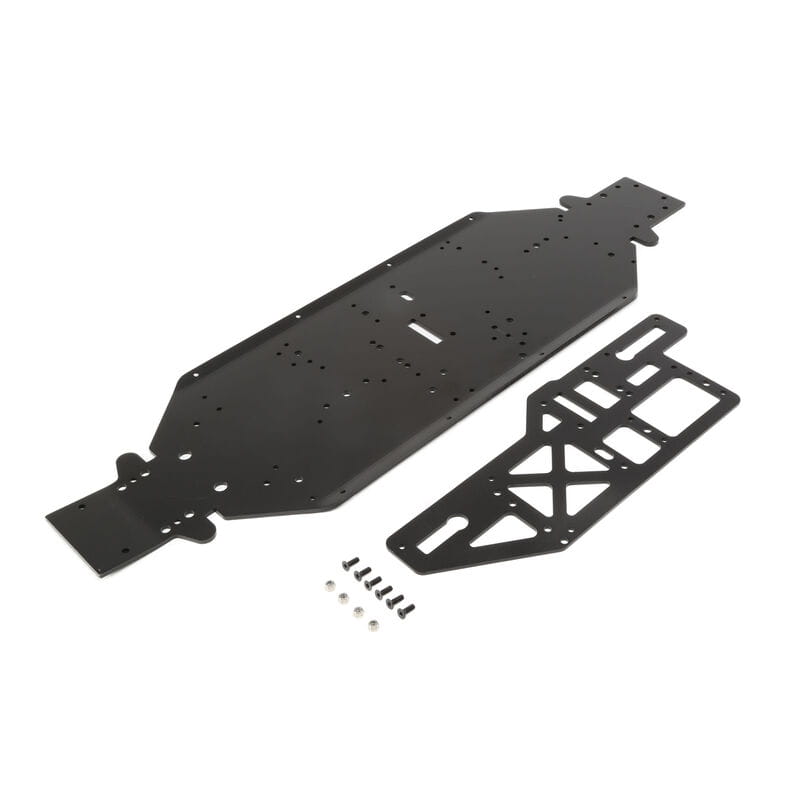 Losi Chassis m. Halteplatte_ 4mm_ schwarz_ DBXL-E - RC-Zubehoer