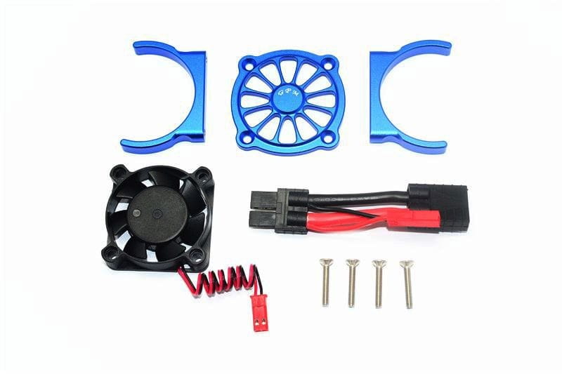 GPM Alu Motor Kühlkörper mit Ventilator blau für Traxxas 1:10 E-Revo