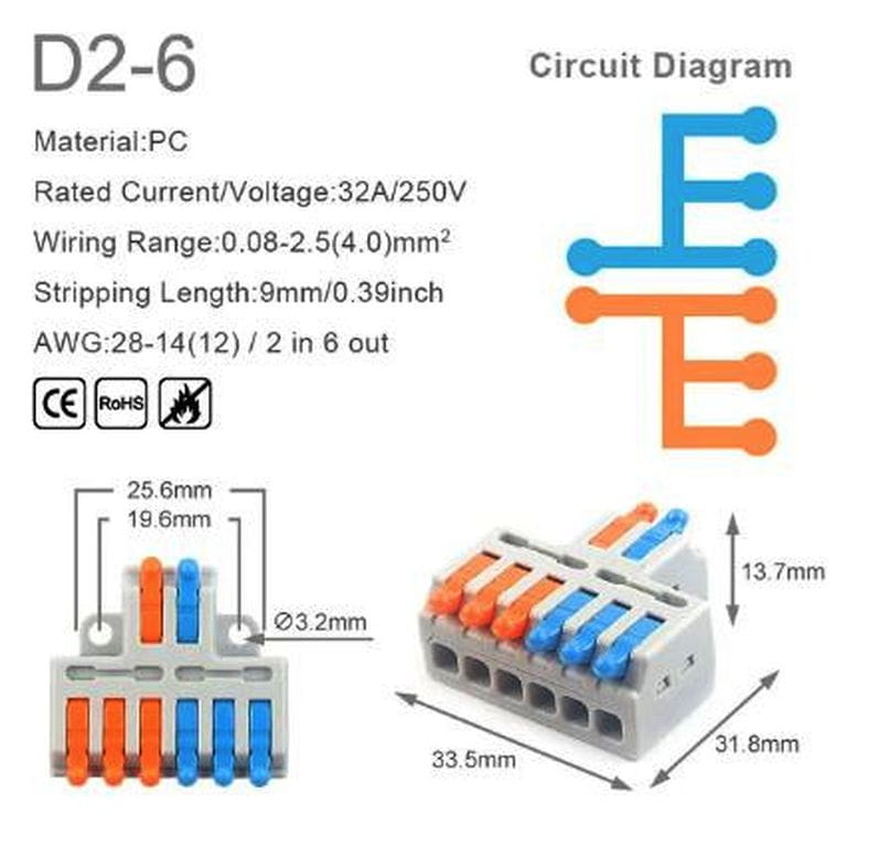 Thicon Stromverteiler-Anschlussklemme 2x 3pol. 0_08-2_5mm² - RC-Zubehoer