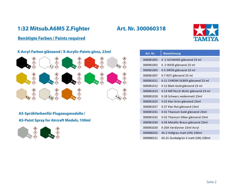 Tamiya 1:32 Mitsub.A6M5 Z.Fighter