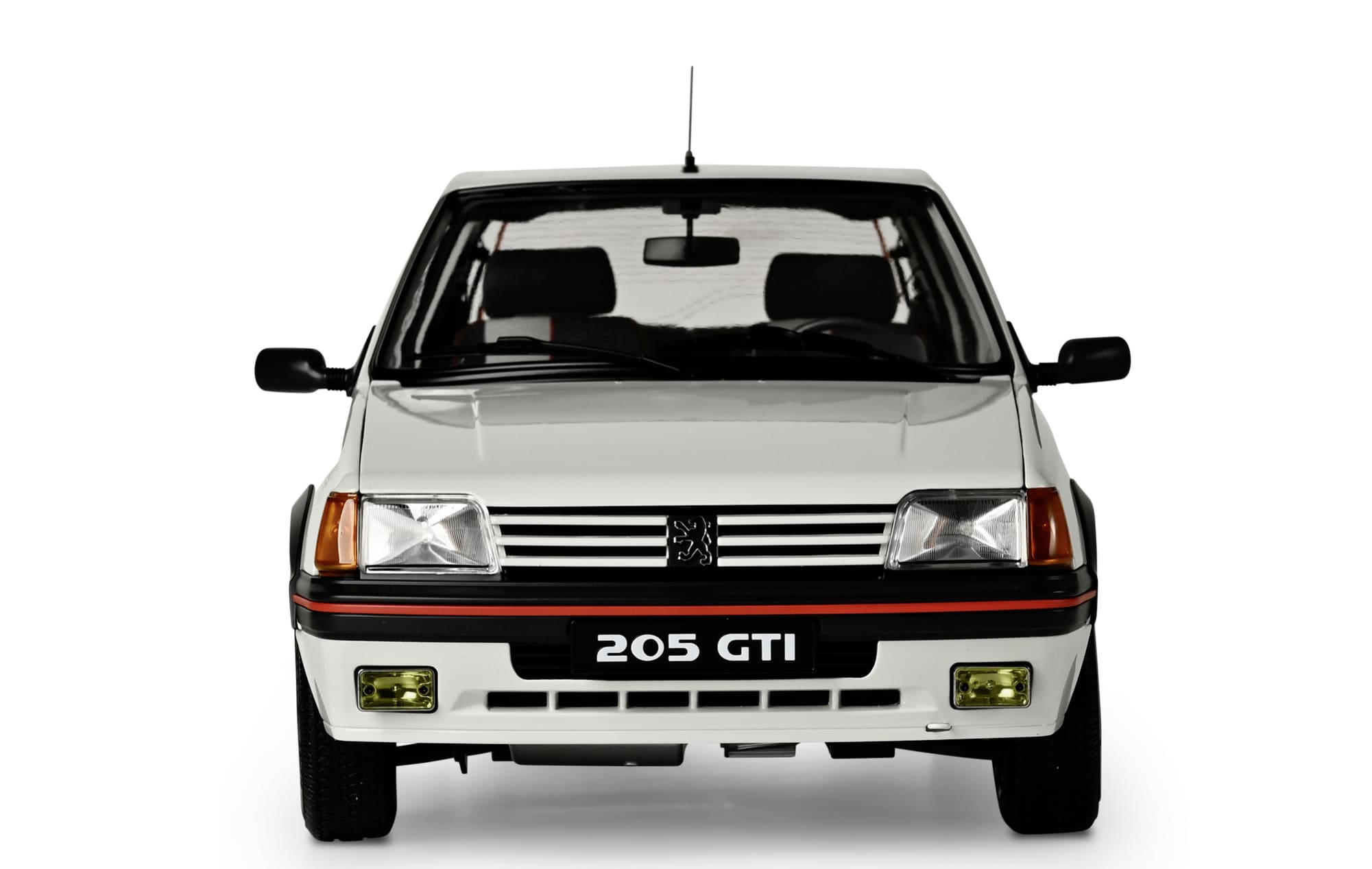 ixo-peugeot-205-gti-rot-1-8-modellauto-metall-bausatz-weiss