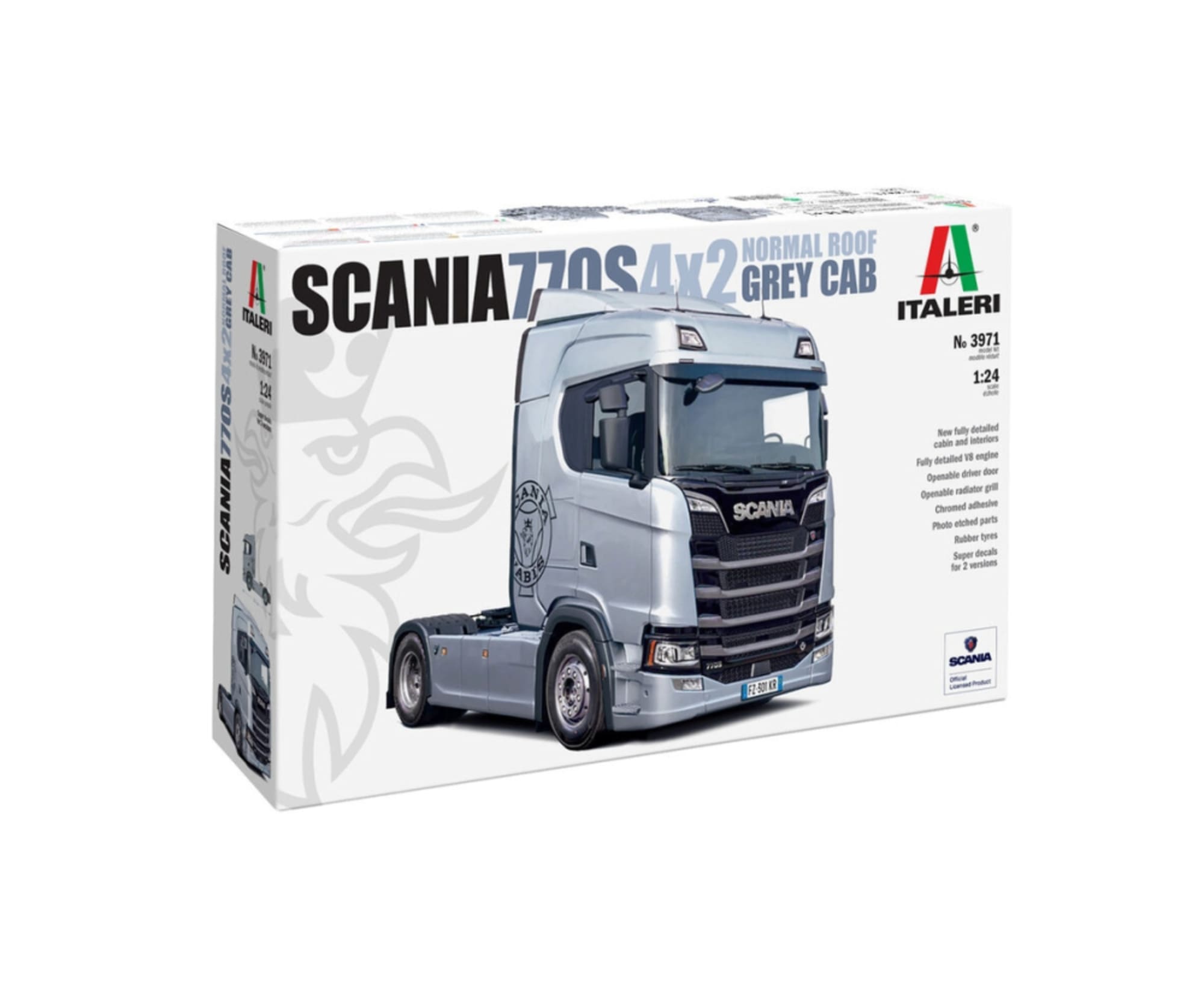 Italeri 1_24 Scania S770 4x2 Normal Roof GreyCap Truck Modellbausatz